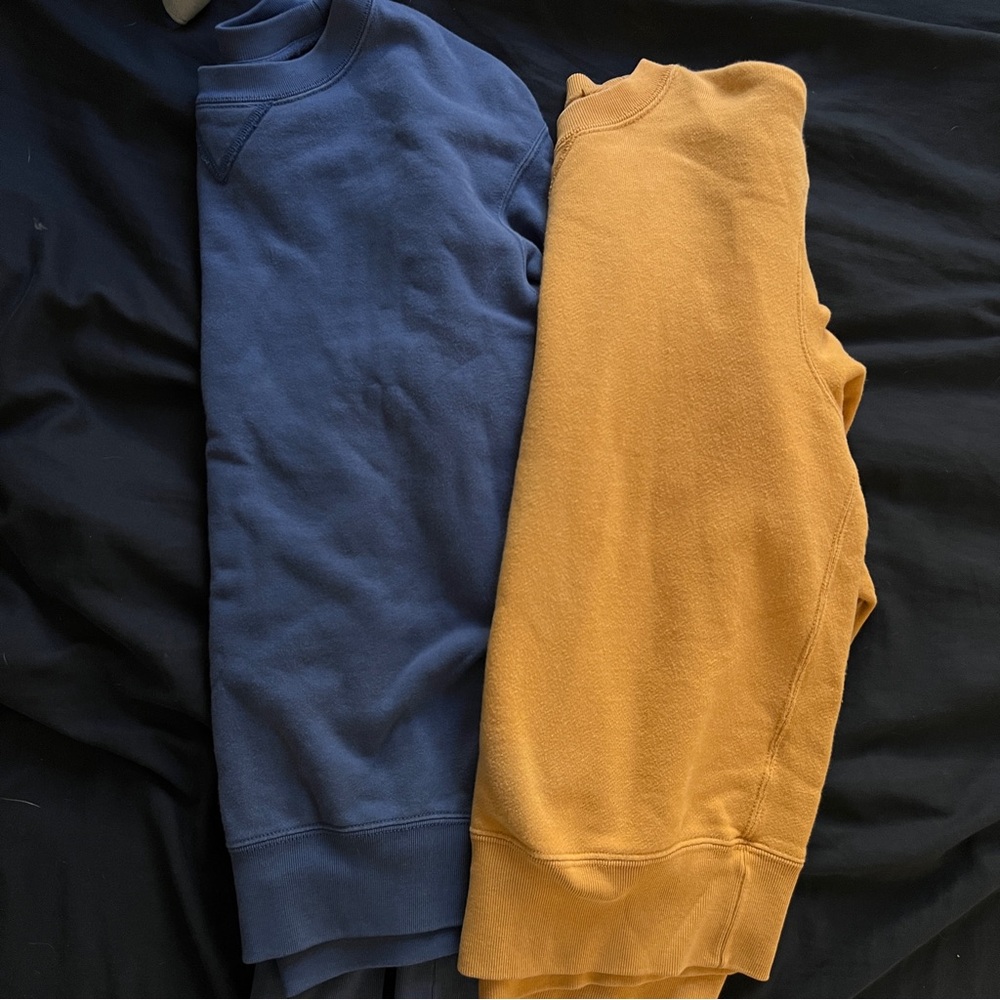 Uniqlo Men Sweaters Crewneck in Blue and Yellow